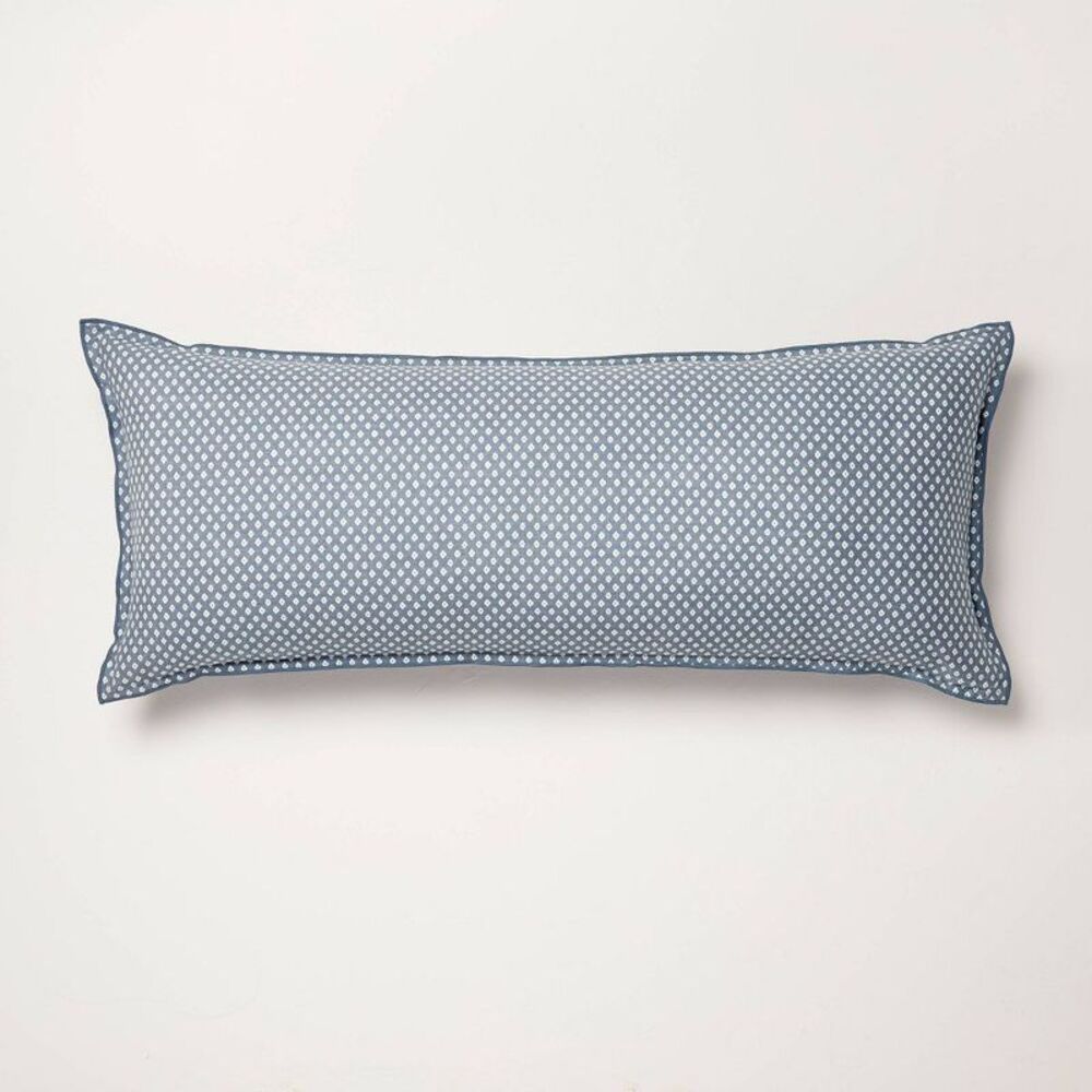 14"x36" Block Pattern Oblong Throw Pillow Blue - Hearth & Hand with Magnolia